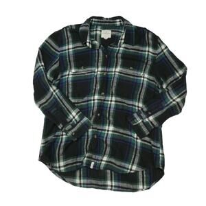 American Eagle oversized super soft flannel plaid shirt, size: large, green